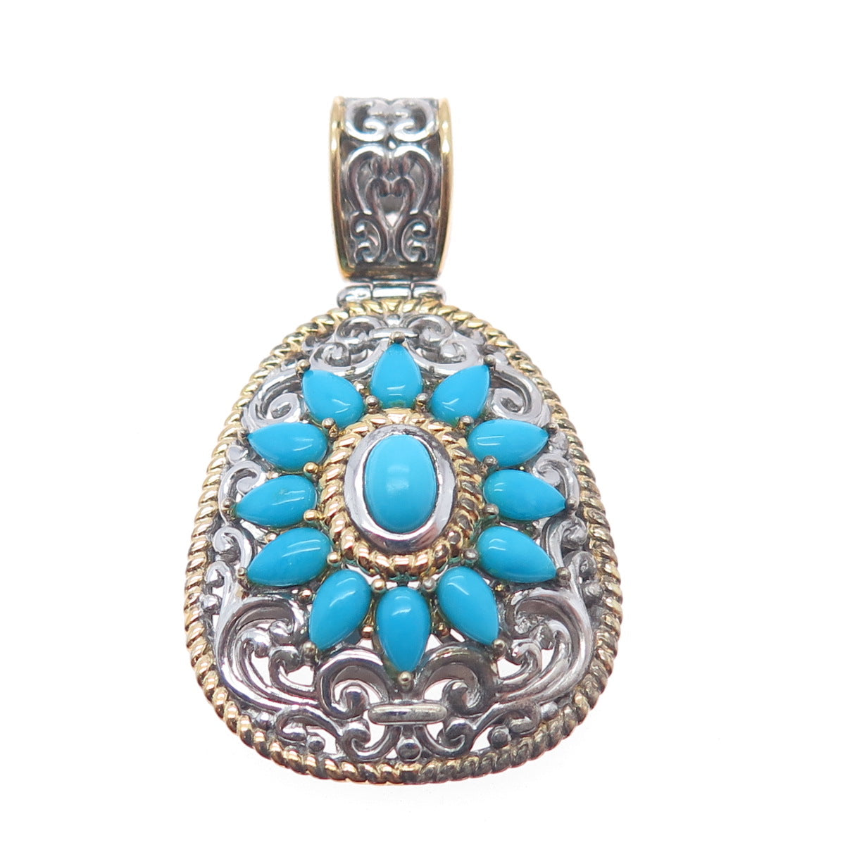 MICHAEL VALITUTTI Gems En Vogue Sterling Silver 2-Tone Real Turquoise Pendant