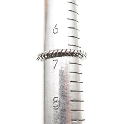 925 Sterling Silver Vintage Ribbed Oxidized Band Ring Size 6.75