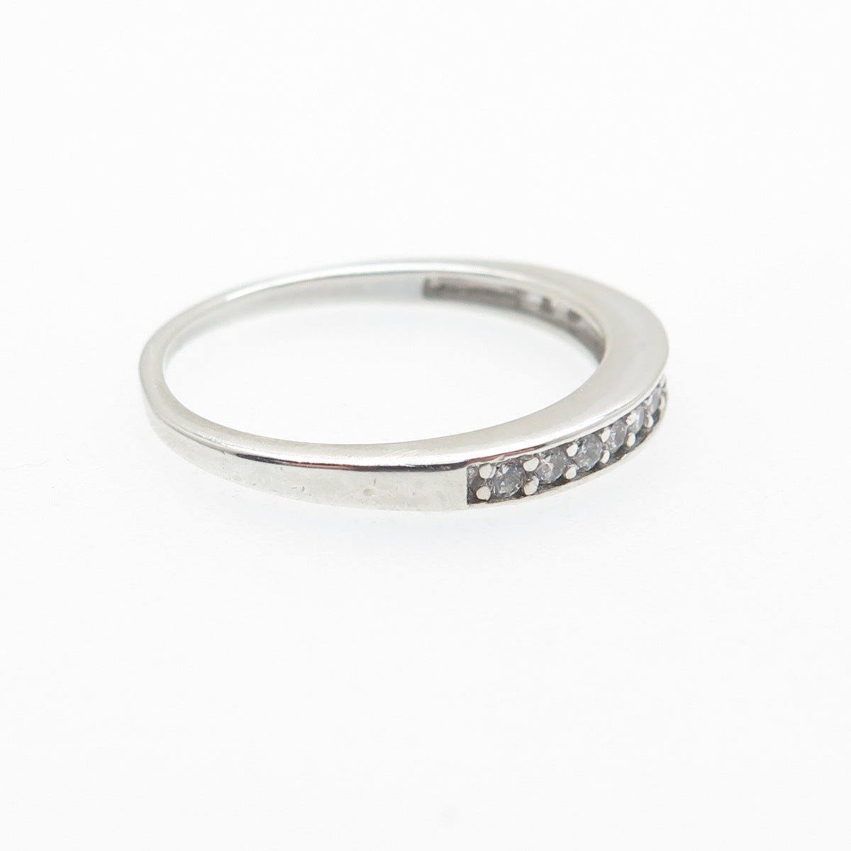 925 Sterling Silver Round-Cut C Z Half Eternity Stackable Band Ring Size 7