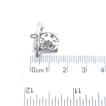 925 Sterling Silver Antique Hello Rotary Dial Retro Phone Minimalist 3D Pendant