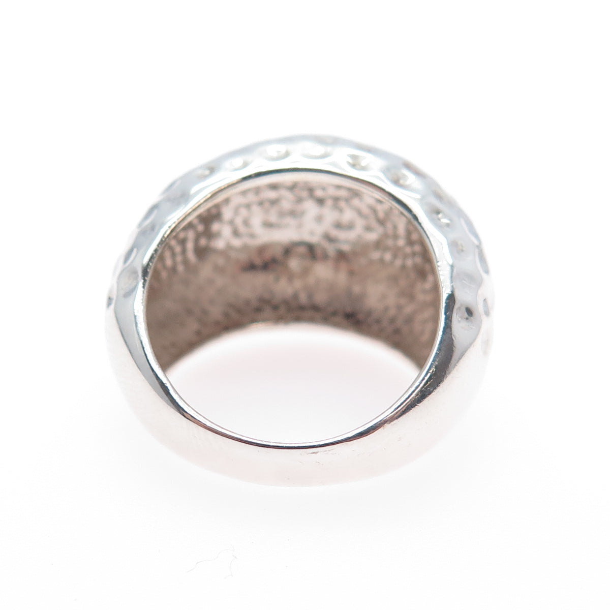 925 Sterling Silver Vintage Modernist Hammered Finish Dome Ring Size 6