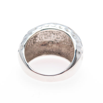 925 Sterling Silver Vintage Modernist Hammered Finish Dome Ring Size 6