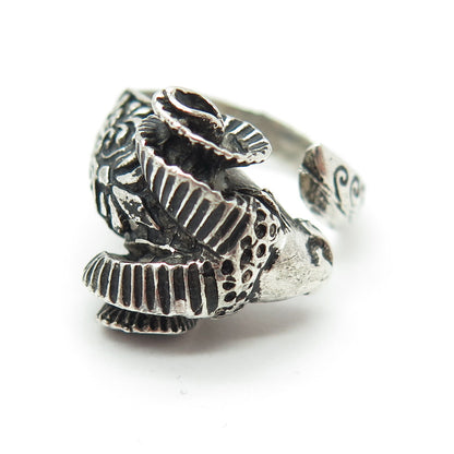 925 Sterling Silver Vintage M65 Aries Zodiac Oxidized Adjustable Ring Size 7.75