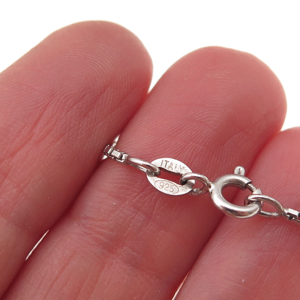 925 Sterling Silver Italy Box Chain Necklace 16"