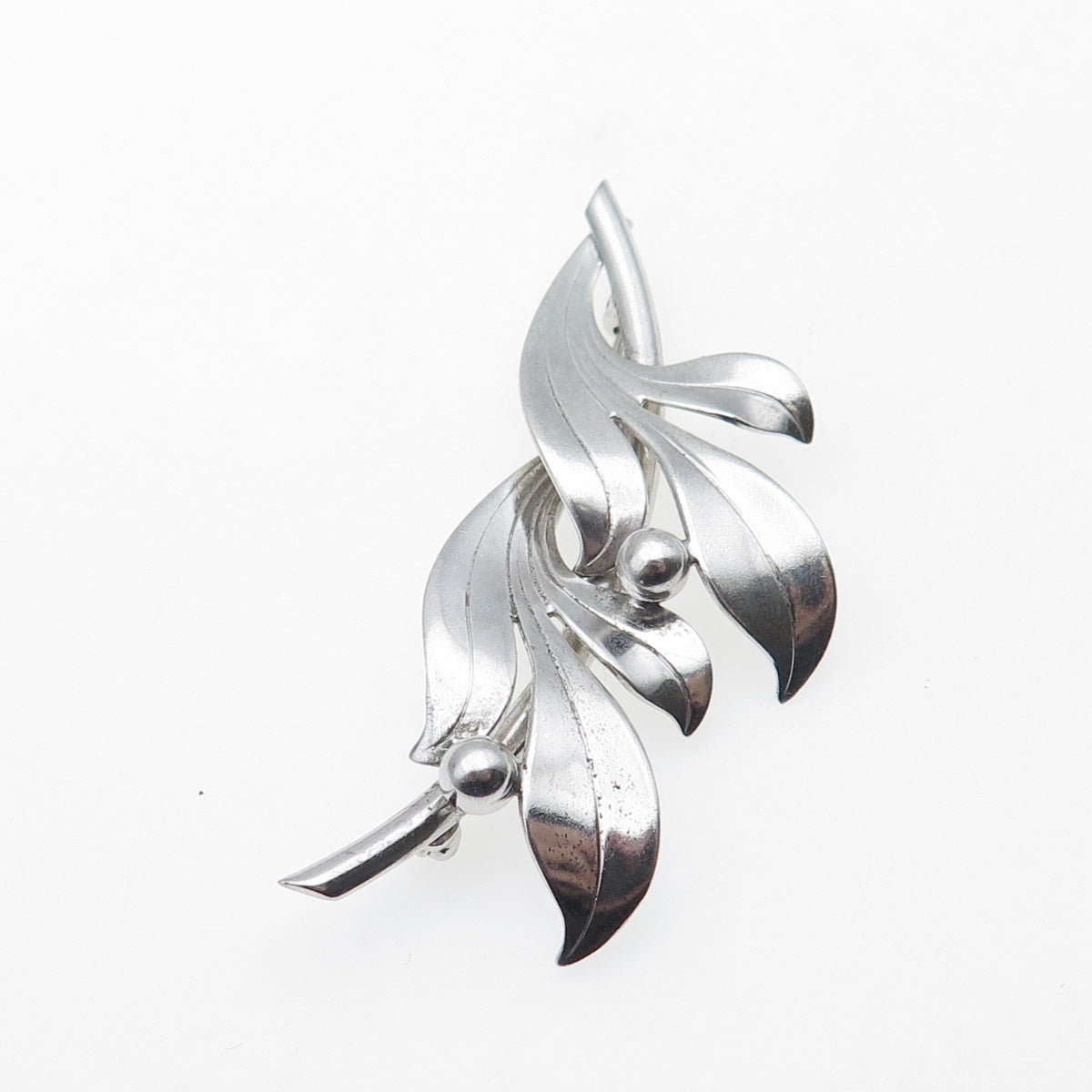 FORSTNER 925 Sterling Silver Vintage Modernist Floral Leaf Pin Brooch