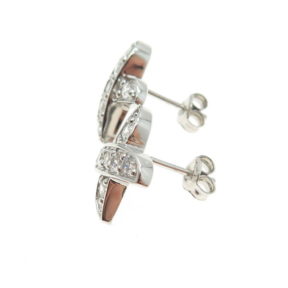 925 Sterling Silver Round-Cut C Z "X" Shape Earrings