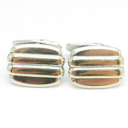 LAURIN 835 Silver & Gold-Front Antique Art Deco Germany Ribbed Cufflinks