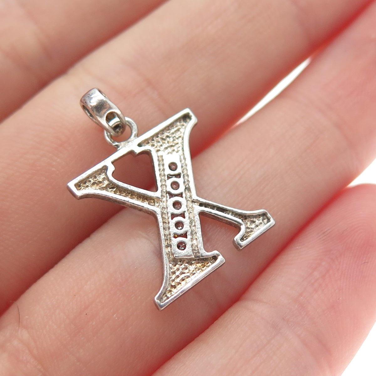 925 Sterling Silver Round-Cut C Z Letter X Minimalist Charm Pendant
