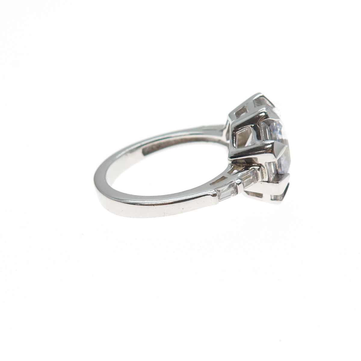 DSMK 925 Sterling Silver Multi-Cut C Z Engagement Ring Size 7.25