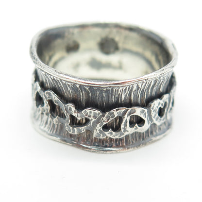 925 Sterling Silver Vintage Textured Modernist Ring Size 8