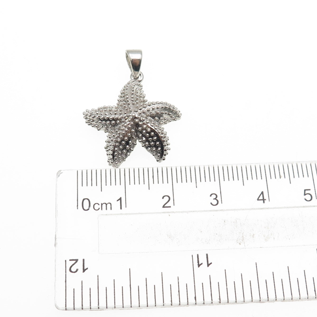 925 Sterling Silver Starfish Granulated Charm Pendant