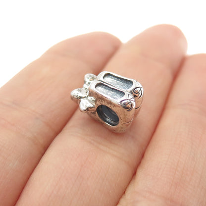 CHAMILIA 925 Sterling Silver Ballet Bow Shoes Slide Bead Charm