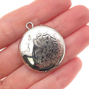 Danecraft 925 Sterling Silver Antique Art Deco Engraved Floral Locket Pendant