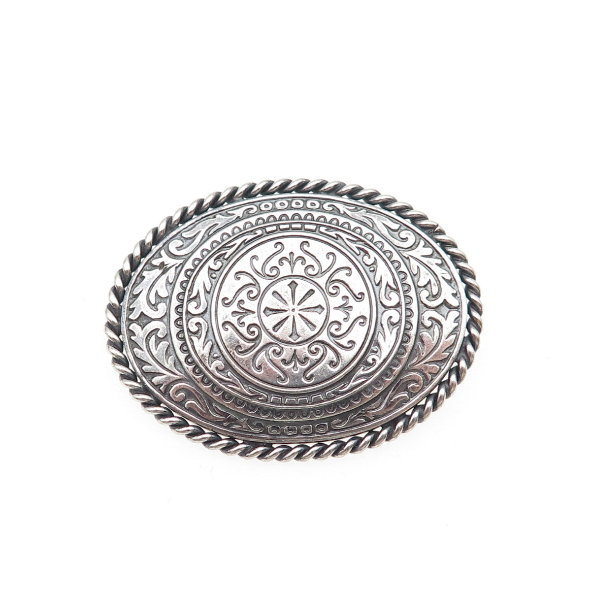 CARL ART 925 Sterling Silver Vintage Floral Scroll Oxidized Pin Brooch