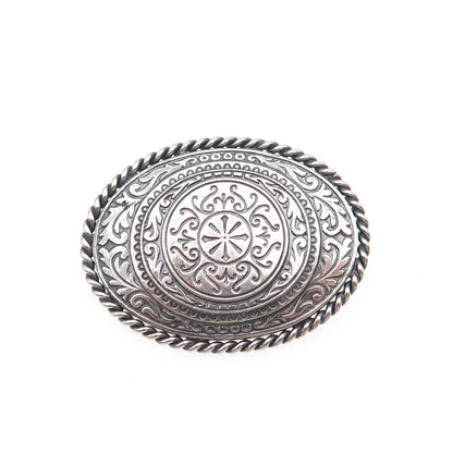 CARL ART 925 Sterling Silver Vintage Floral Scroll Oxidized Pin Brooch