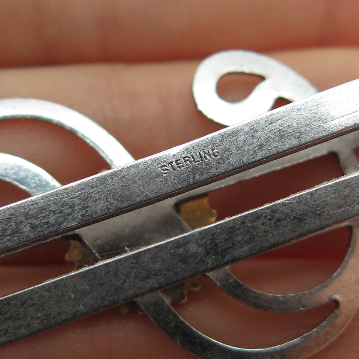 925 Sterling 2-Tone Antique Art Deco Enamel Rotary Intl. Dollar Sign Money Clip