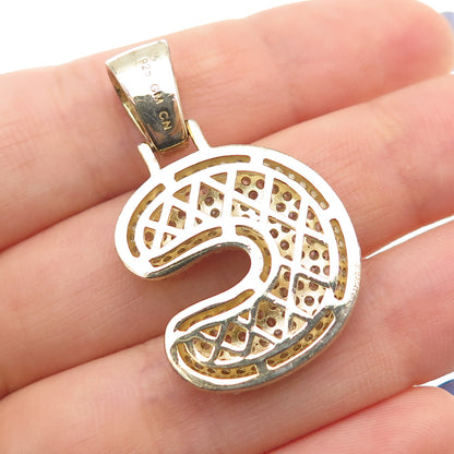 925 Sterling Silver Gold Plated Round-Cut C Z Letter C Initial Pendant