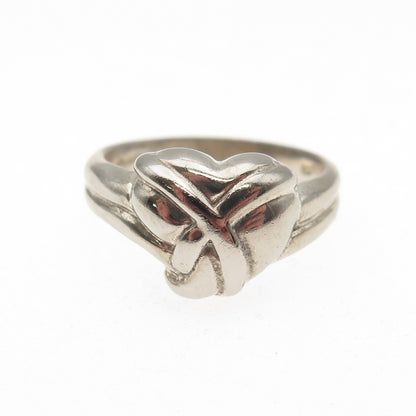 925 Sterling Silver Vintage Modernist Heart Ring Size 7.25