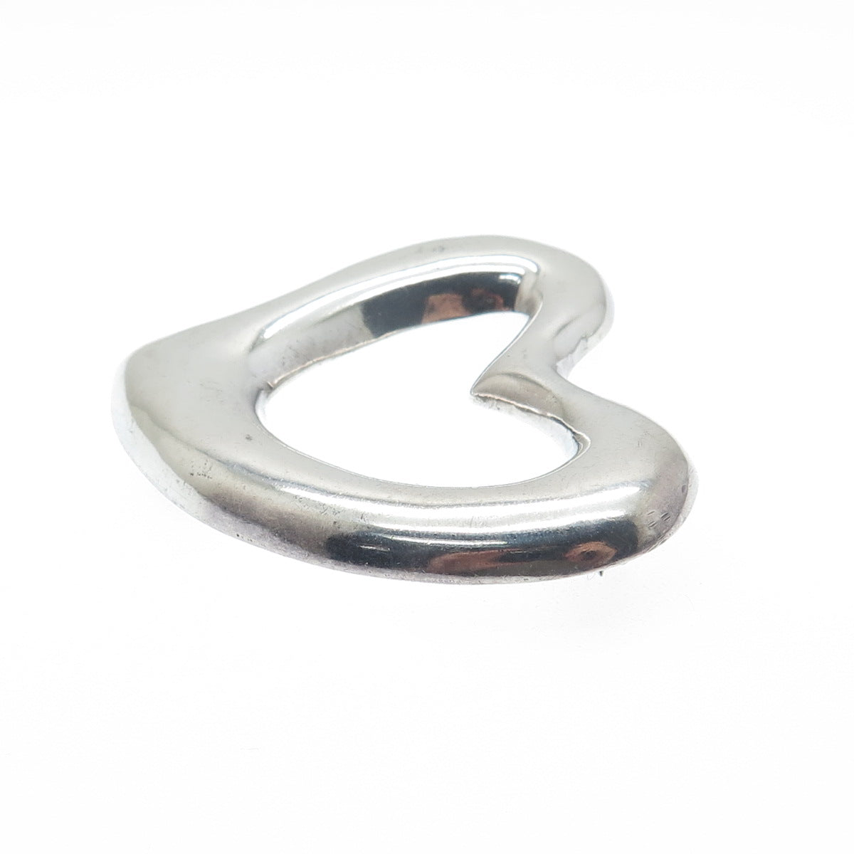 925 Sterling Silver Vintage Mexico Modernist Open Heart Pin Brooch
