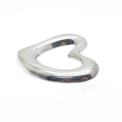 925 Sterling Silver Vintage Mexico Modernist Open Heart Pin Brooch