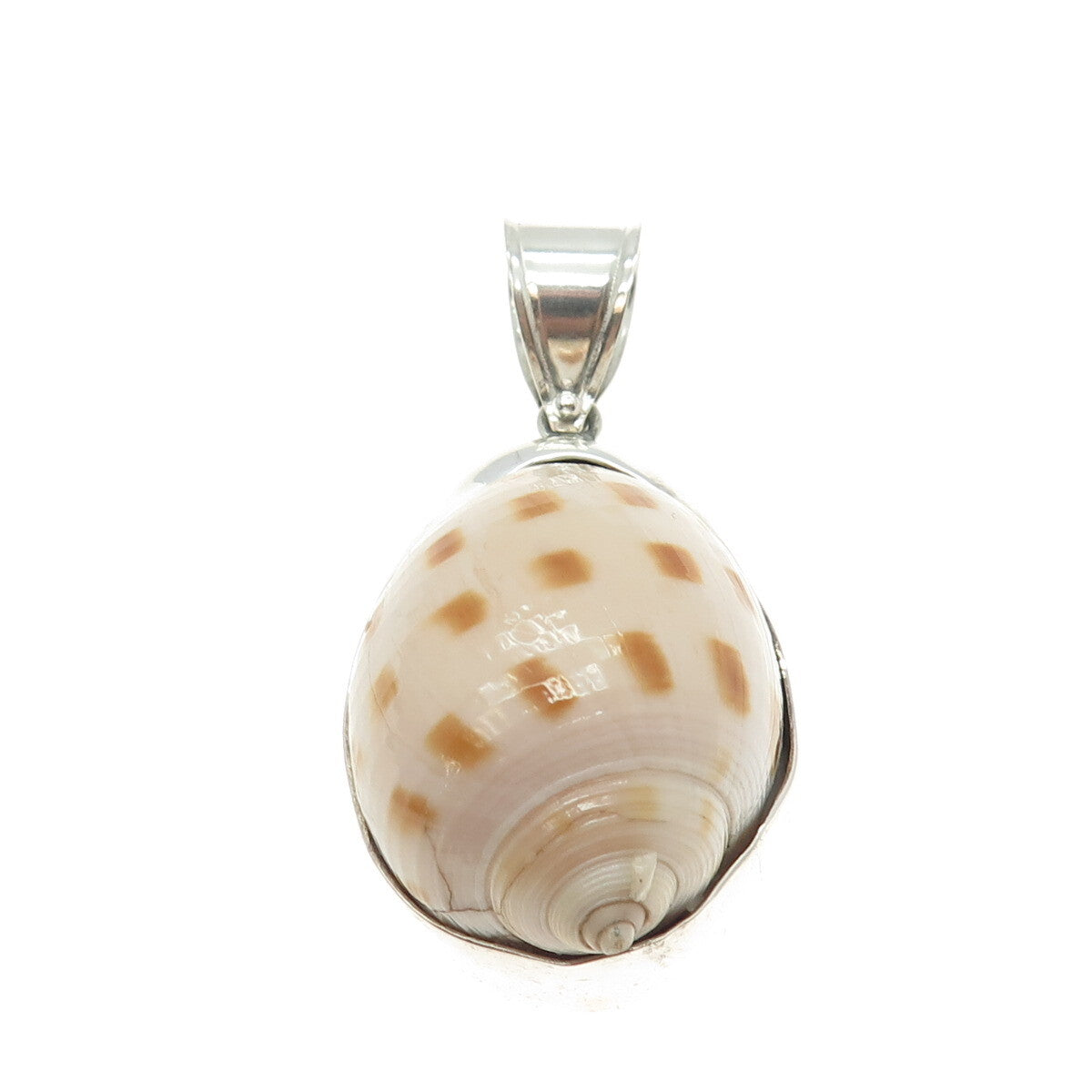 925 Sterling Silver Vintage Real Sea Shell Pendant