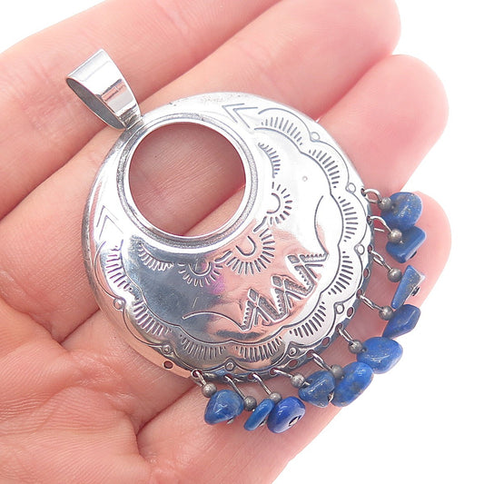 Quoc Turquoise Old Pawn Sterling Silver Vintage Lapis Pendant (missing stone)