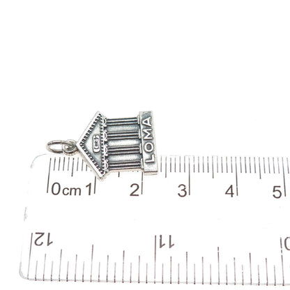LGB BALFOUR 925 Sterling Silver Vintage Loma Logo Pantheon Oxidized Mini Pendant