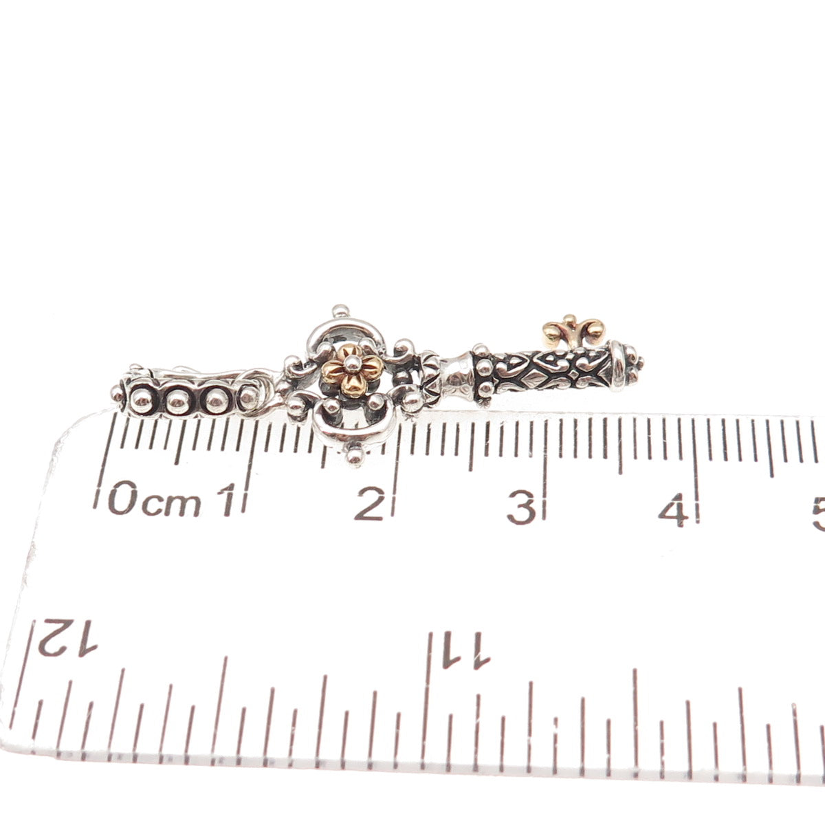 Barbara Bixby 925 Sterling Silver 18K Gold Floral Key Charm Pendant