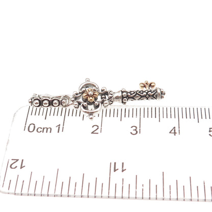 Barbara Bixby 925 Sterling Silver 18K Gold Floral Key Charm Pendant