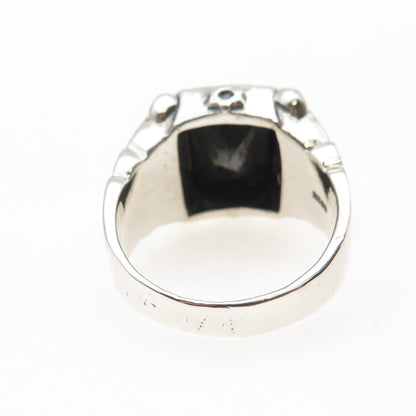 JUSTIN DAVIS 925 Sterling Silver Vintage Real Hematite Oxidized Ring Size 11.5