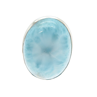 925 Sterling Silver Vintage Real Cabochon Larimar Modernist Ring Size 8