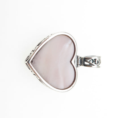 BOMA 925 Sterling Silver Vintage Real MOP Ornate Heart Charm Pendant
