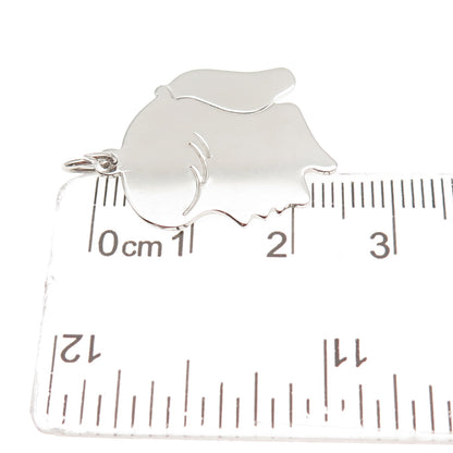 CACO 925 Sterling Silver Vintage Girl's Profile Tag Charm Pendant