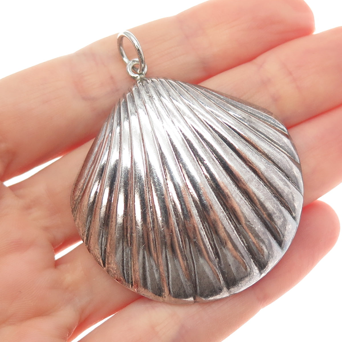 CHAPAL ZENRAY 925 Sterling Silver Vintage Seashell Oxidized Charm Pendant
