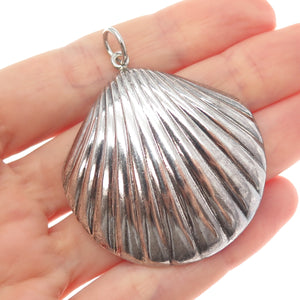 CHAPAL ZENRAY 925 Sterling Silver Vintage Seashell Oxidized Charm Pendant