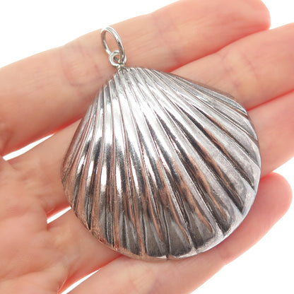CHAPAL ZENRAY 925 Sterling Silver Vintage Seashell Oxidized Charm Pendant
