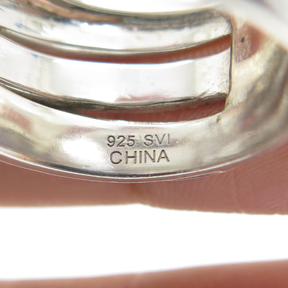 925 Sterling Silver Real Round-Cut Diamond Crisscross Ring Size 9.5