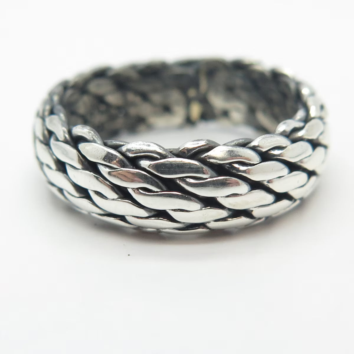 925 Sterling Silver Vintage Woven Band Ring Size 7.75