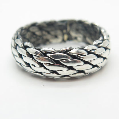925 Sterling Silver Vintage Woven Band Ring Size 7.75