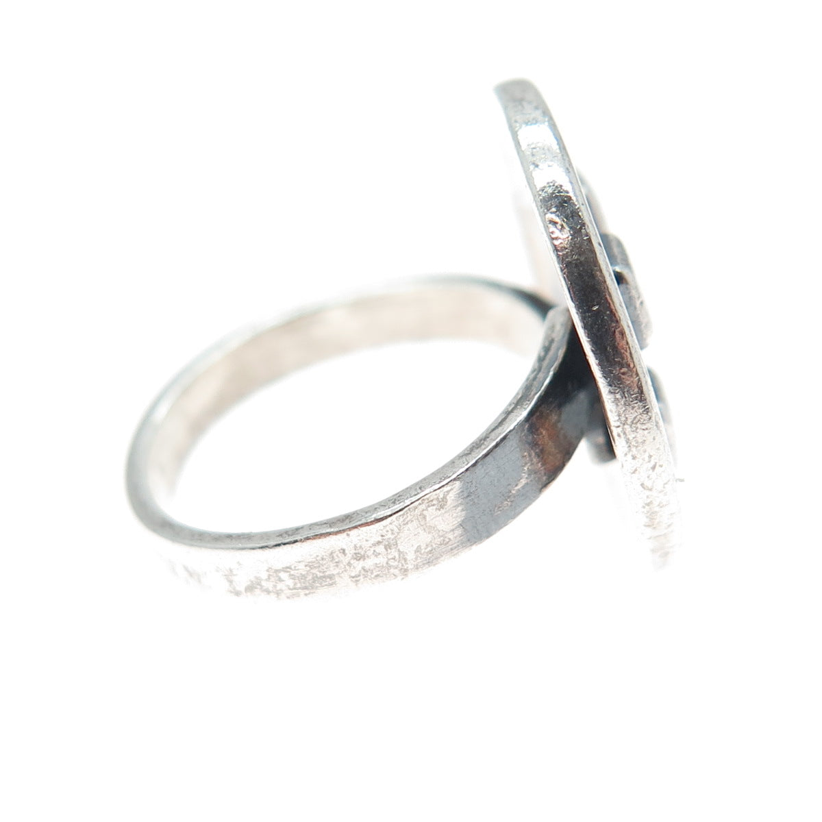 BRENDA SCHOENFELD 925 Sterling Vintage 1993 Mexico Button Oxidized Ring Size 6.5