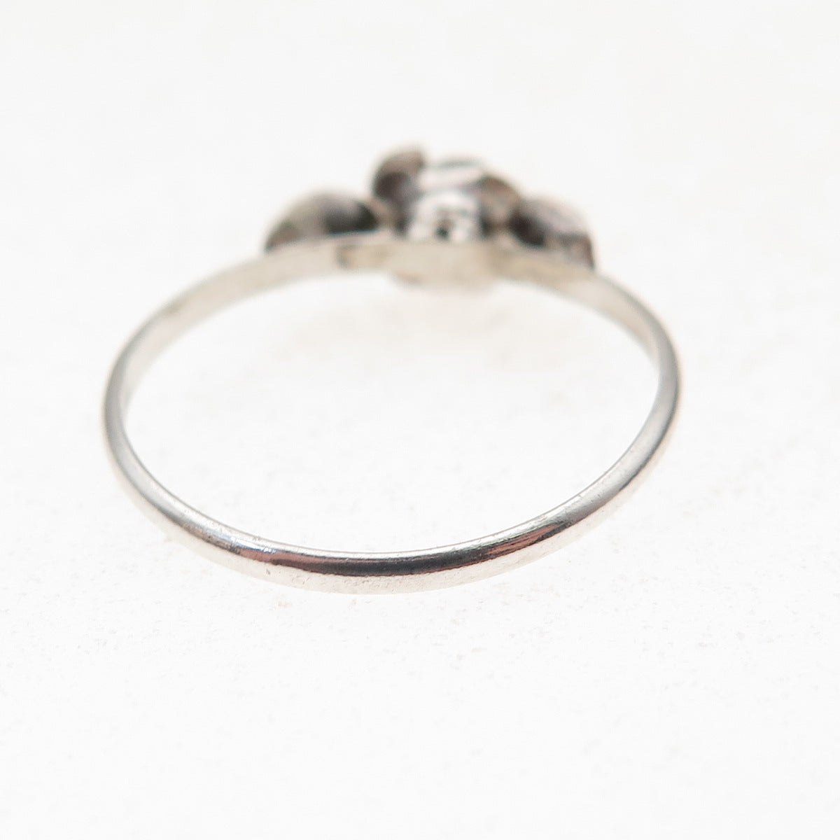 925 Sterling Silver Vintage Real Ruby Rose Flower Oxidized Ring Size 7.75