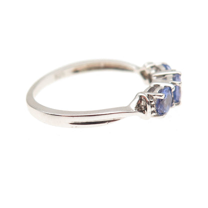 Chuck Clemency 925 Sterling Silver Real Round-Cut Tanzanite Ring Size 7