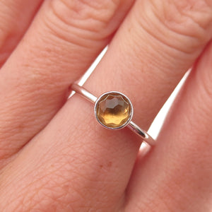Pandora Sterling Silver Real Citrine November Birthstone Droplet Ring Size 6.75