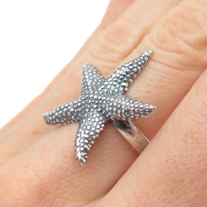 925 Sterling Silver Vintage Starfish Oxidized Ring Size 6.5