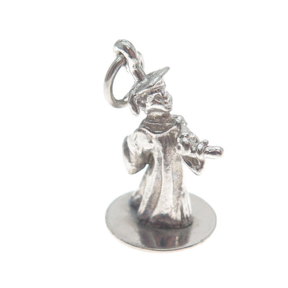 925 Sterling Silver Vintage Graduate Boy Minimalist 3D Charm Pendant