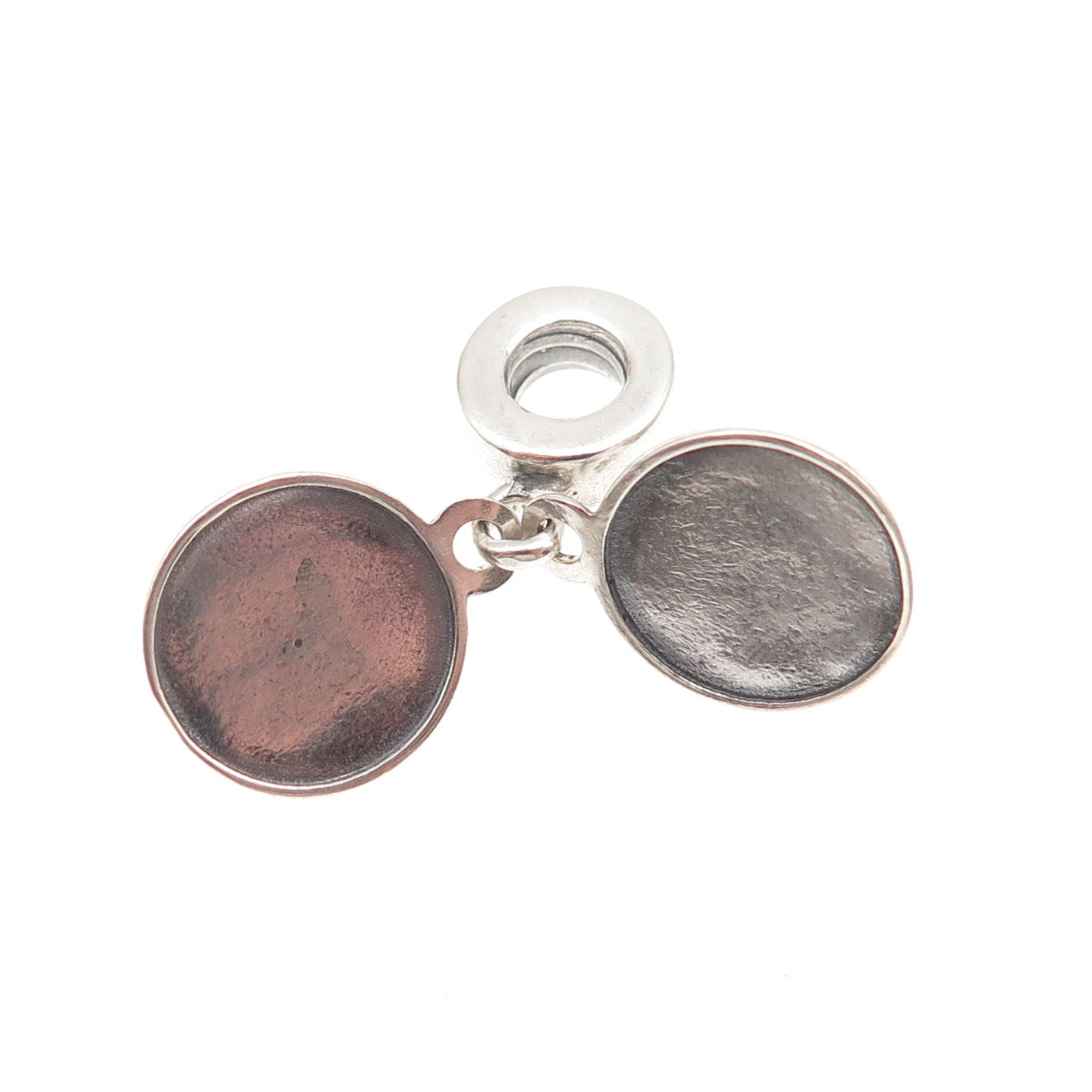 PANDORA 925 Sterling Silver Lucerne Flower Amulet Double Dangle Charm