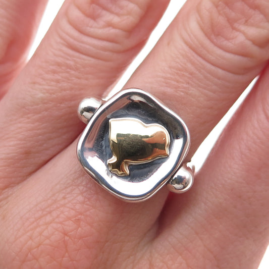 925 Sterling 2-Tone Vintage Dodo Chick Stringimi Reversible Ring Size 5.25