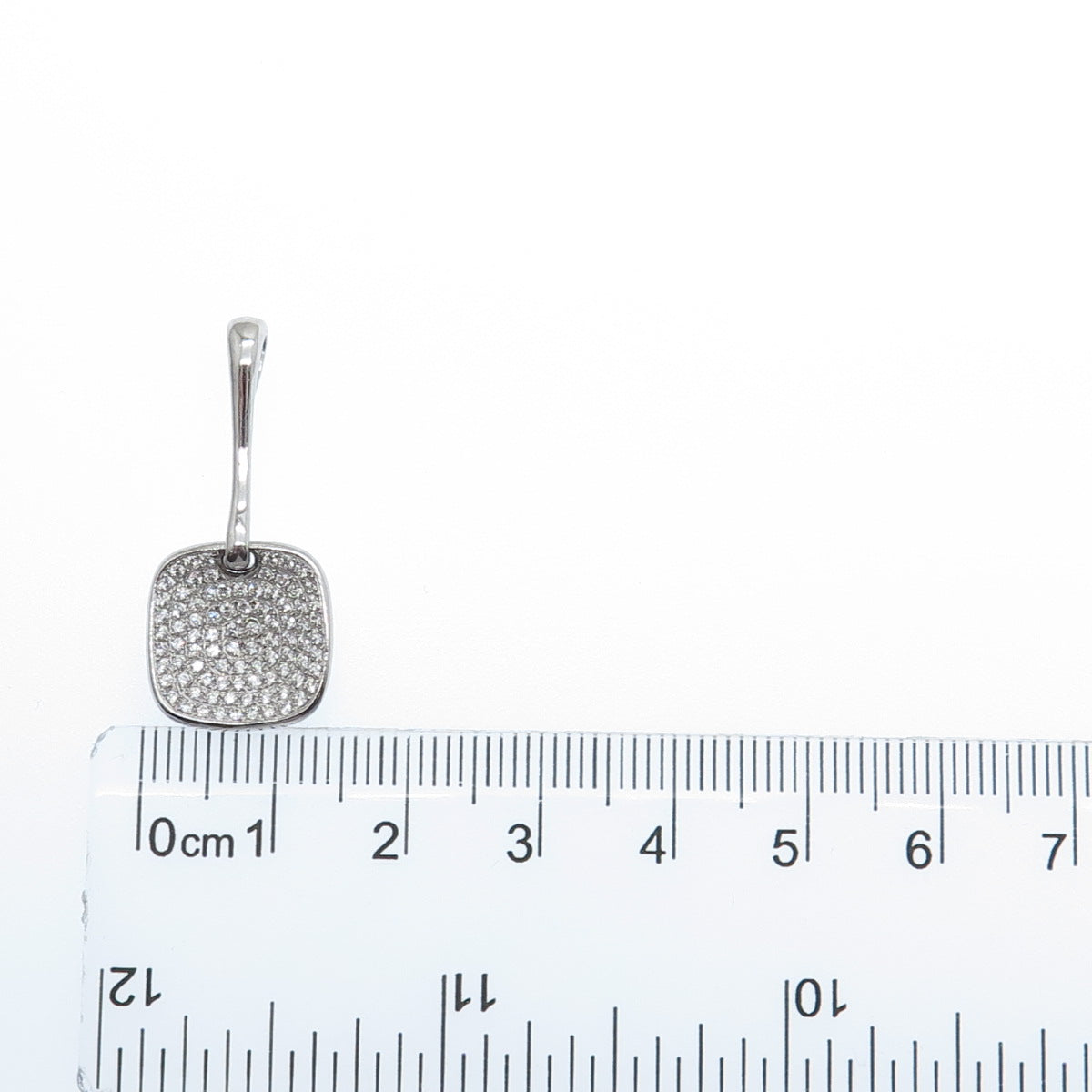 925 Sterling Silver Round-Cut C Z Cushion Drop Charm Pendant