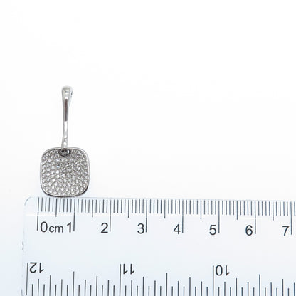 925 Sterling Silver Round-Cut C Z Cushion Drop Charm Pendant