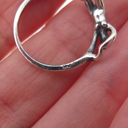 925 Sterling Silver Vintage Heart Erotic Scene Oxidized Ring Size 6